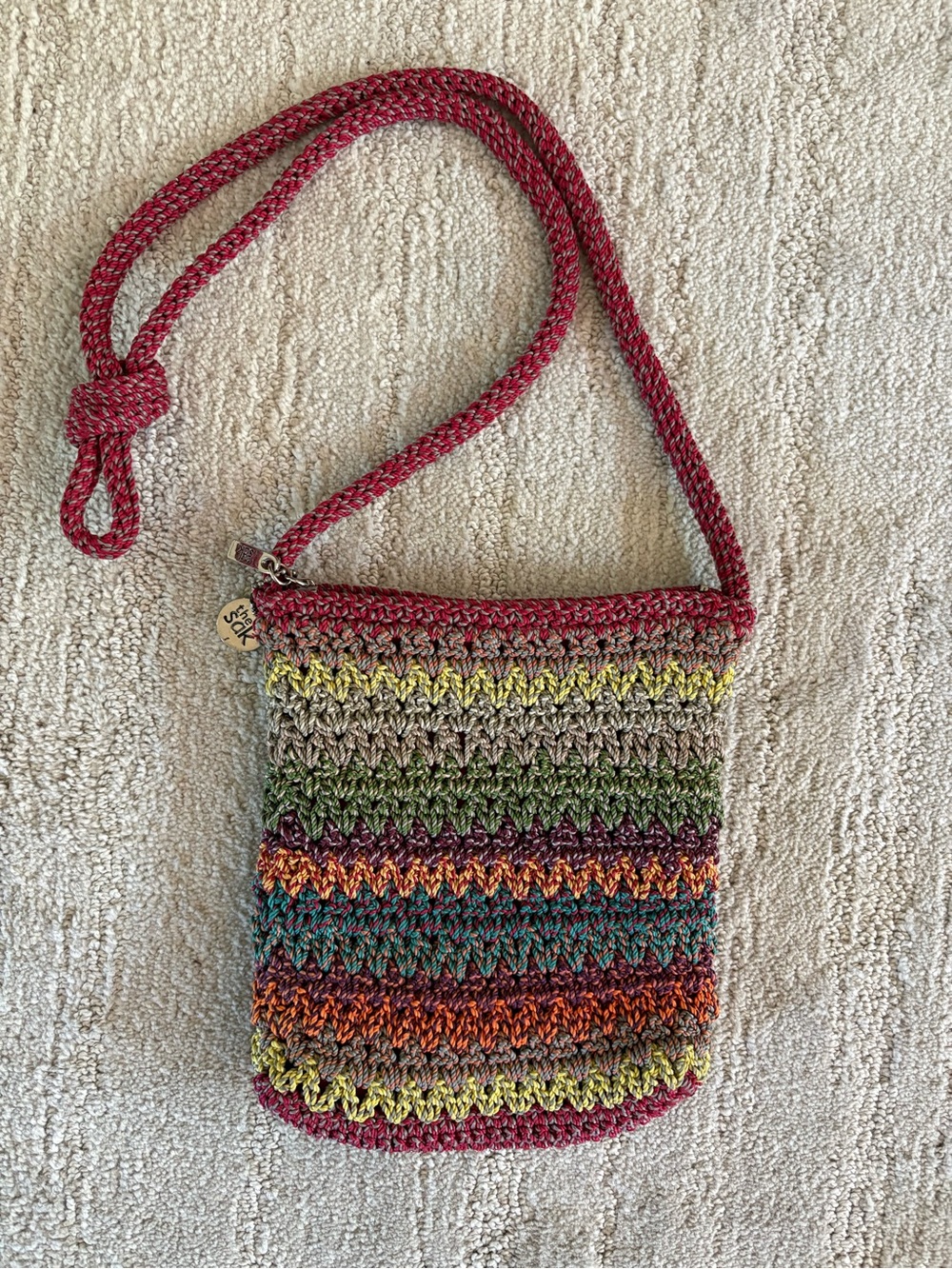 The Sak Crochet Crossbody Bag Multicolor Striped Boho Purse Festival